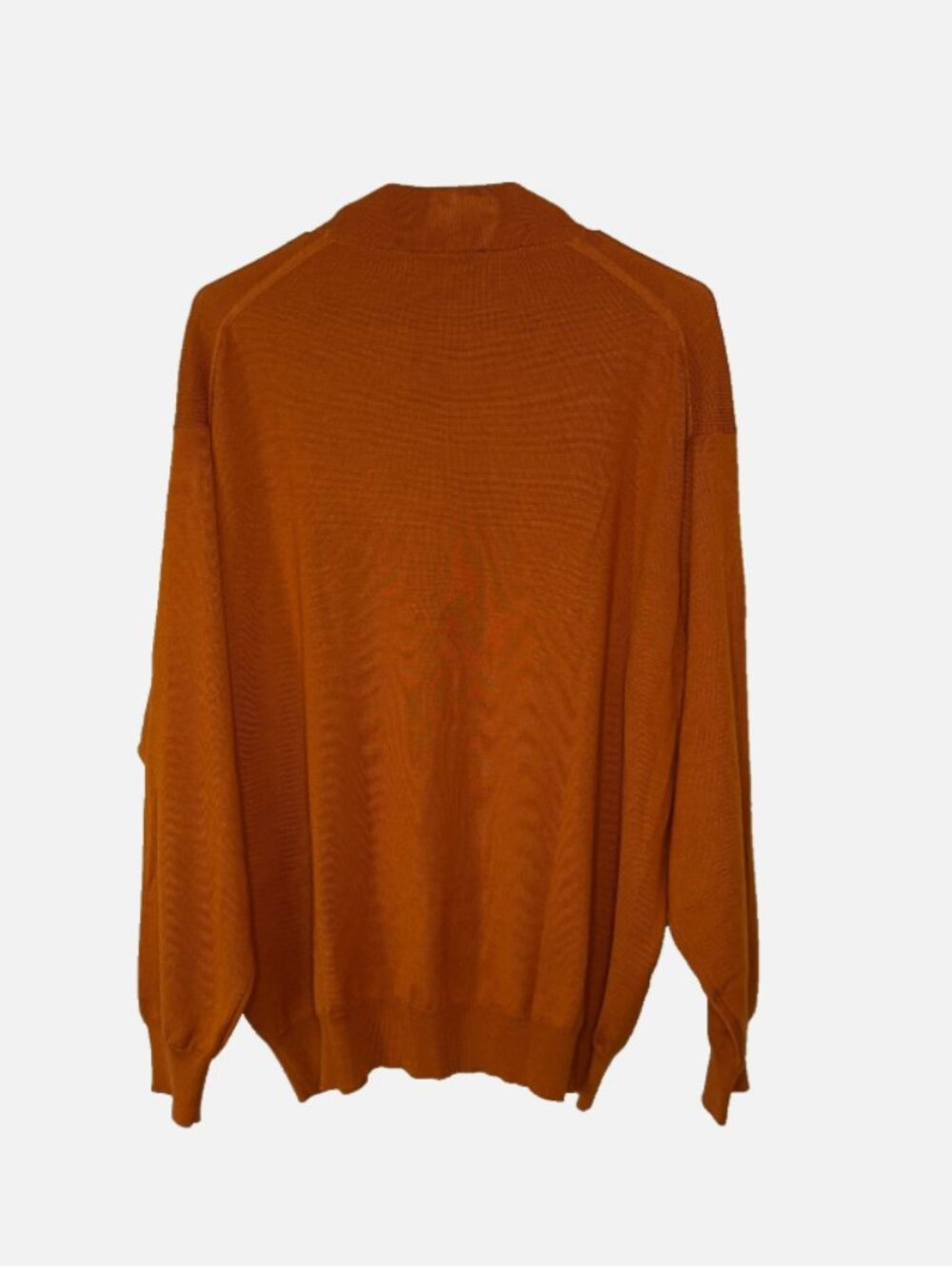 Gran Sasso Italy Wool Cashmere Silk Sweater Mens Orange Mock Neck Luxury Knit XL - Picture 2 of 7